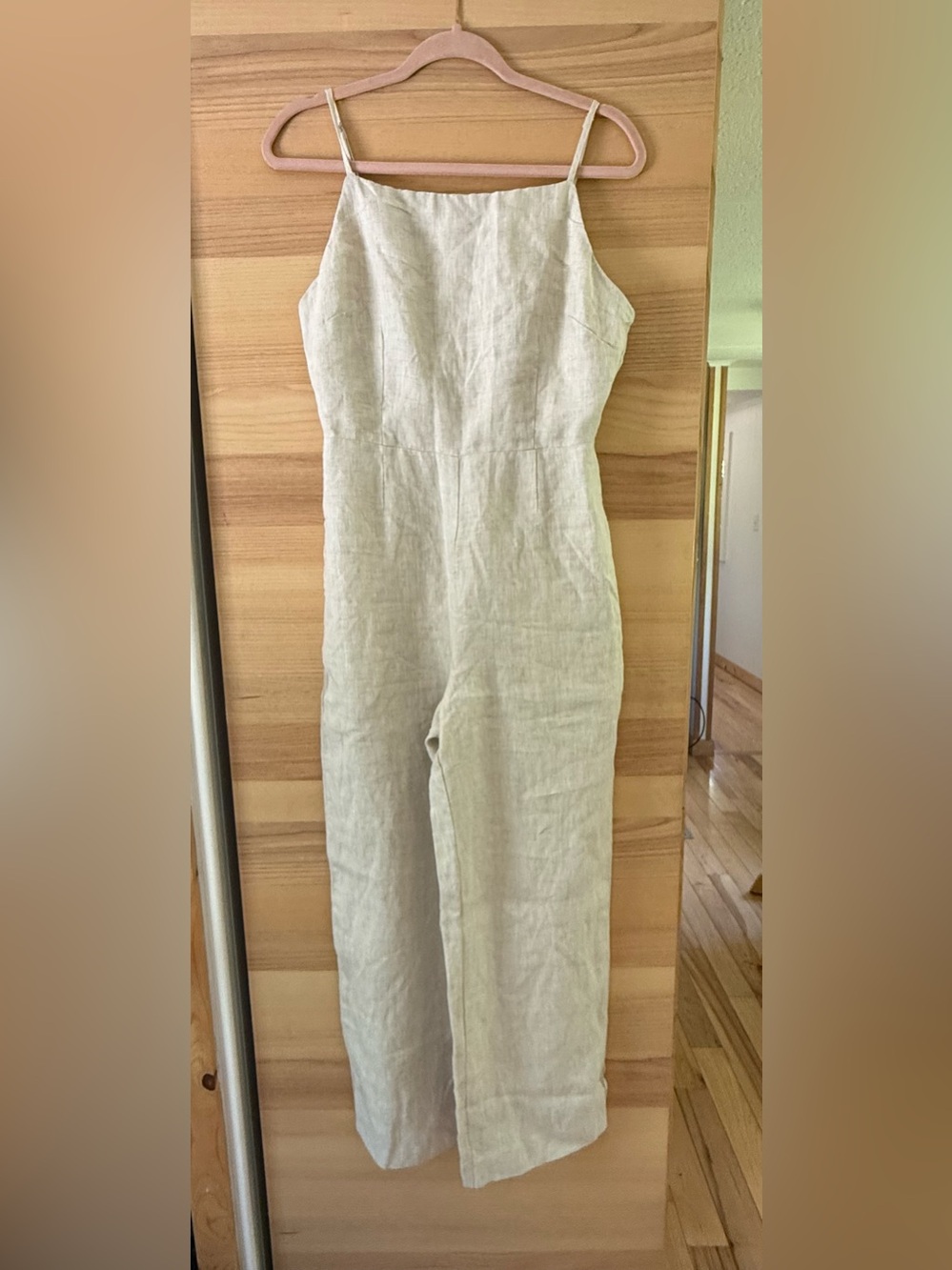 H&M Cream Linen Sleeveless Jumpsuit